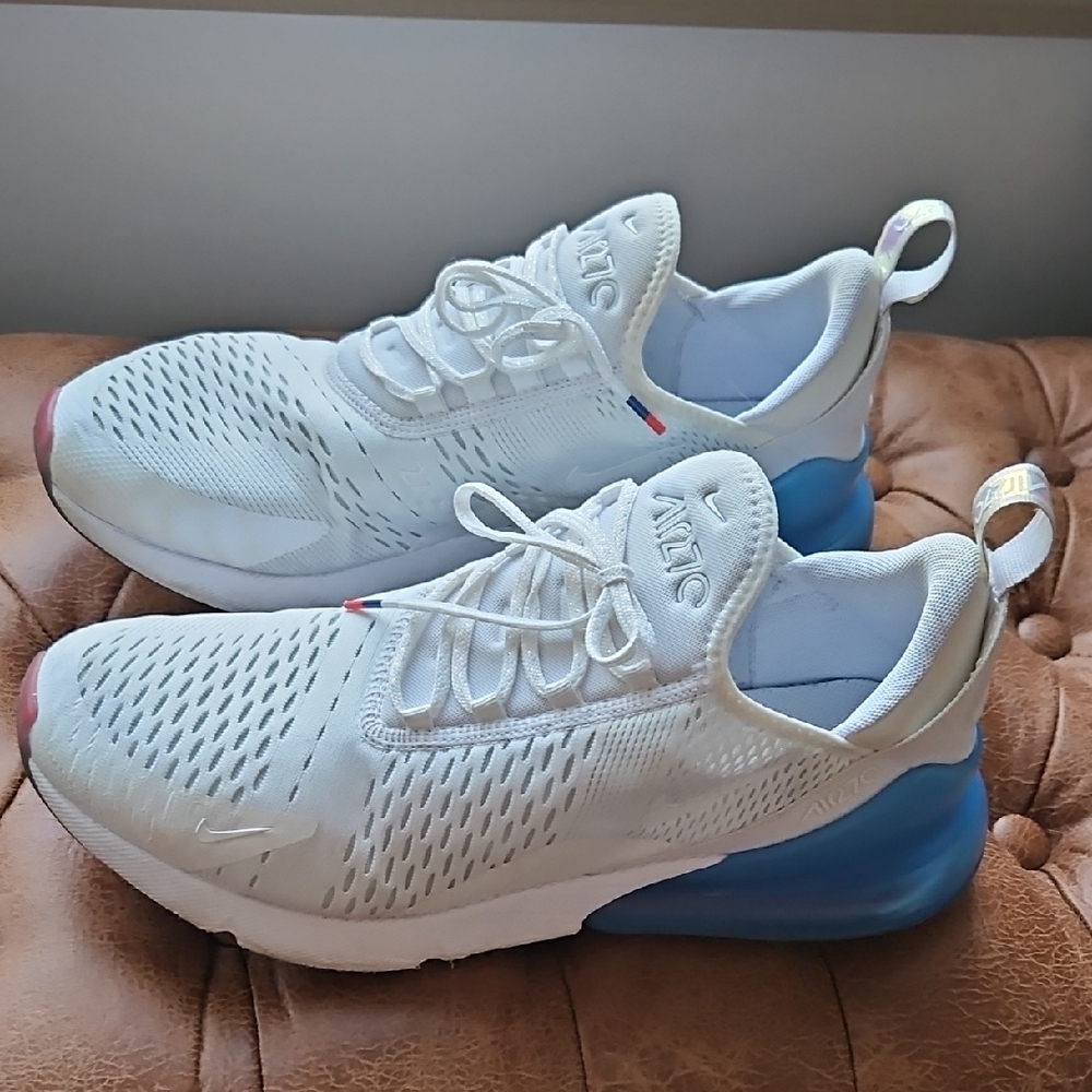 Nike White and Blue Air Max Shoes